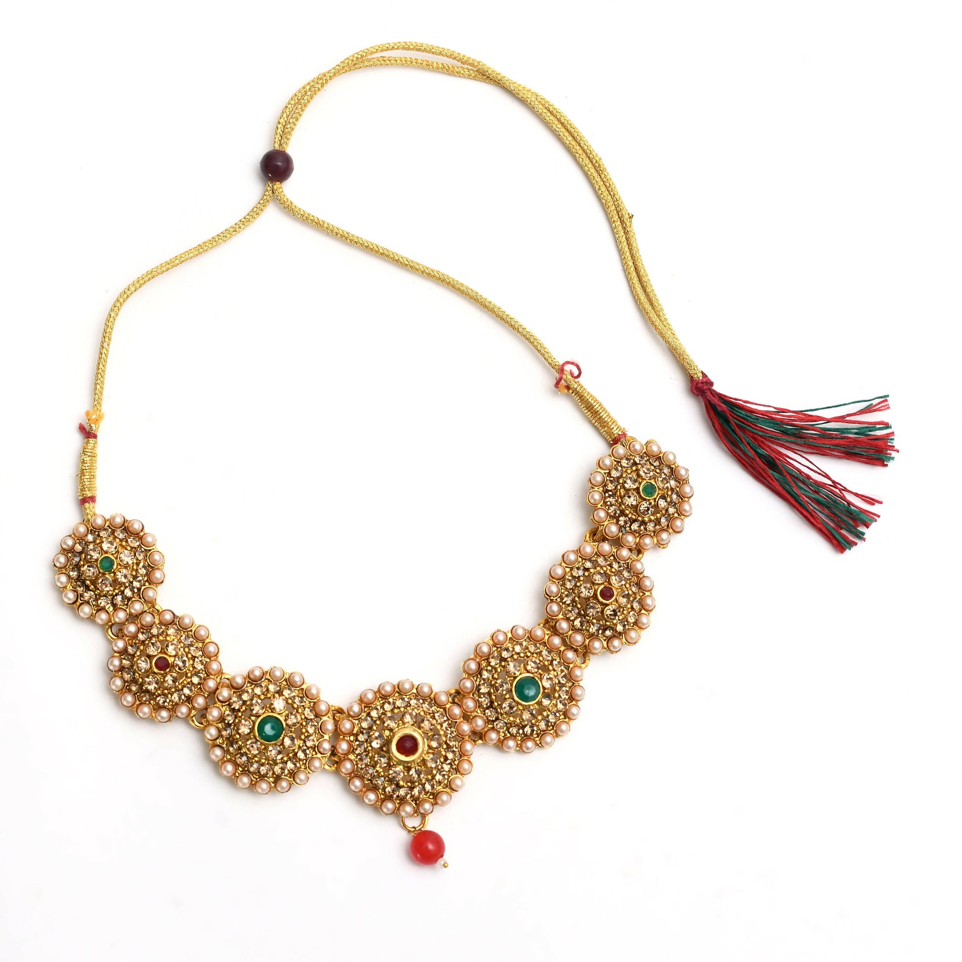 Mominos Fashion Johar Kamal Gold-Polished Brass Finish Kundan Choker For Women (Golden) | Swadesiicart
