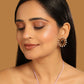 Nuyug 22K Gold Plated Faux Smoky Quartz & White Crystal Studded Contemporary Floral Shaped Studs | Swadesiicart