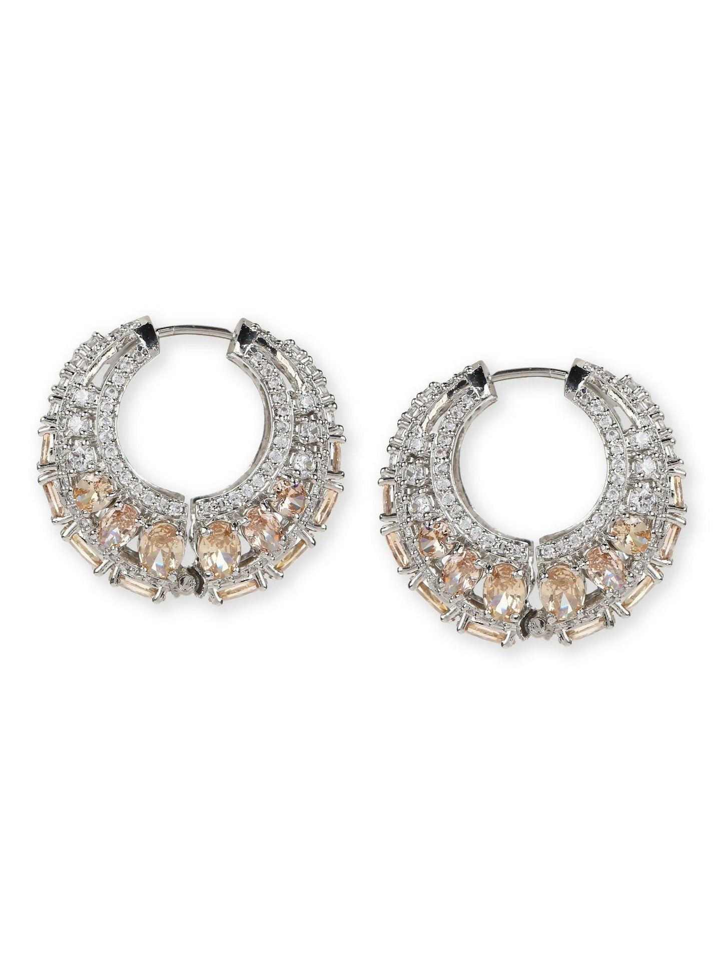 Champagne Stone Loops- Ruby Raang | Swadesiicart