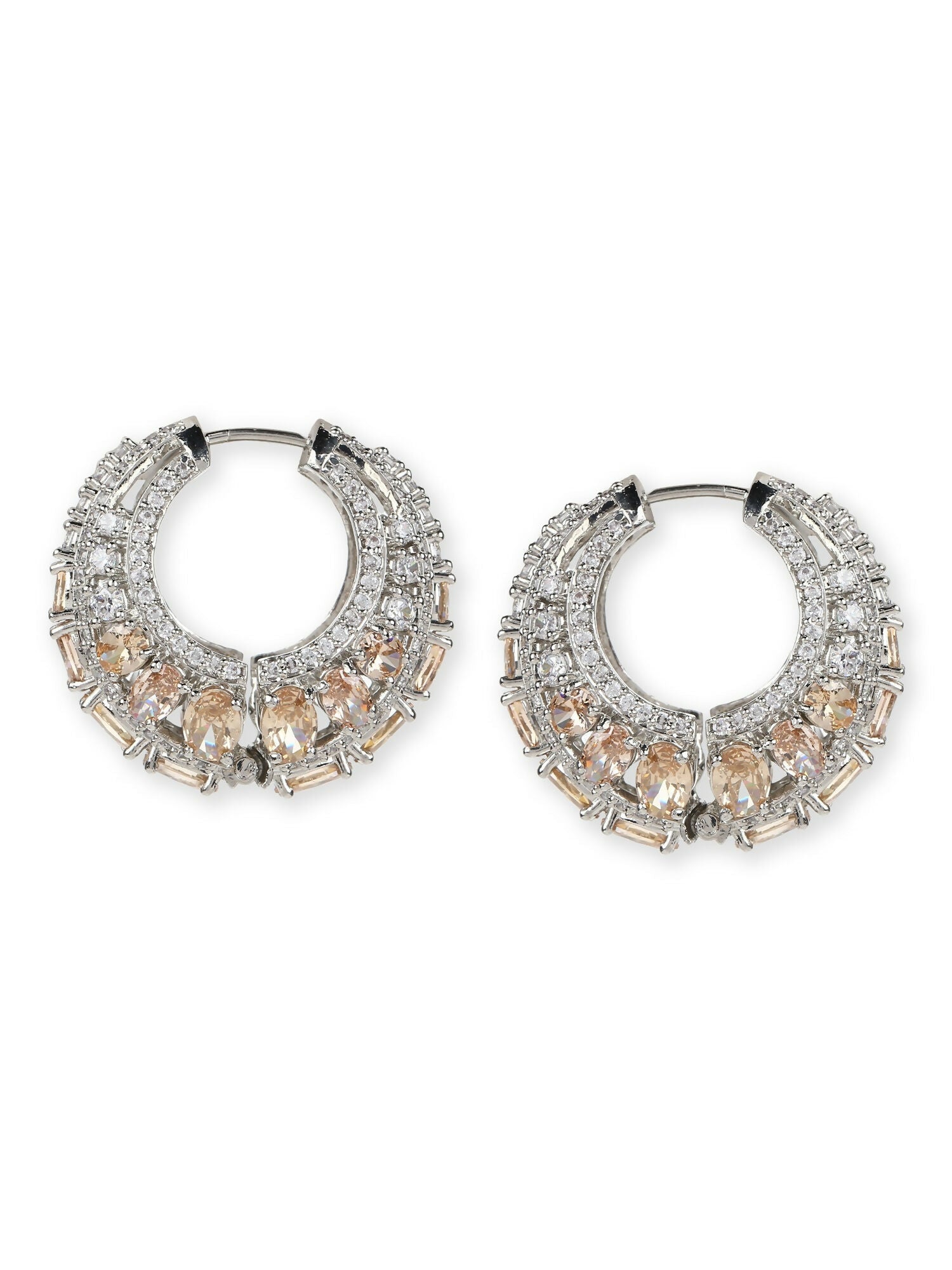 Champagne Stone Loops- Ruby Raang | Swadesiicart