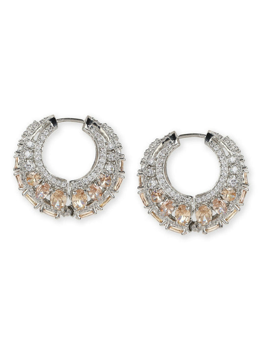 Champagne Stone Loops- Ruby Raang | Swadesiicart