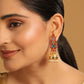 Nuyug 22K Gold-Plated Enamel & Beaded Dome Shaped Jhumka Earrings | Swadesiicart