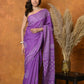 Very Much Indian Handblock Printed Cotton Saree With Natural Dyes - Purple | Swadesiicart