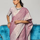 Anaita Lavender Linen Zari Work Saree With Blouse
