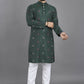 Anaita Green Weaving Linen Cotton Straight Kurta