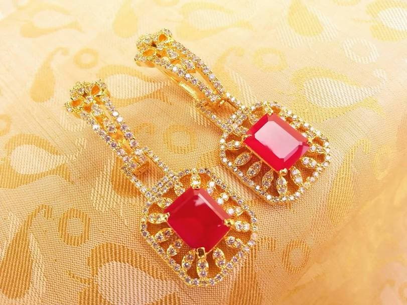 AD Ruby Designer Earrings | Swadesiicart