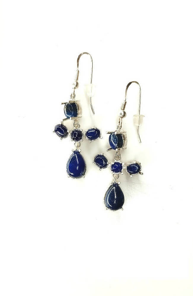 Bling Accessories Lapis Lazuli Semi Precious Natural Stone Earrings | Swadesiicart