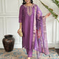 Purple Viscose chanderi Stitched Suit With Dupatta - Tanisha | Swadesiicart