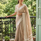 Anaita L Brown Linen Zari Work Saree With Blouse