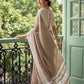 Anaita L Brown Linen Zari Work Saree With Blouse