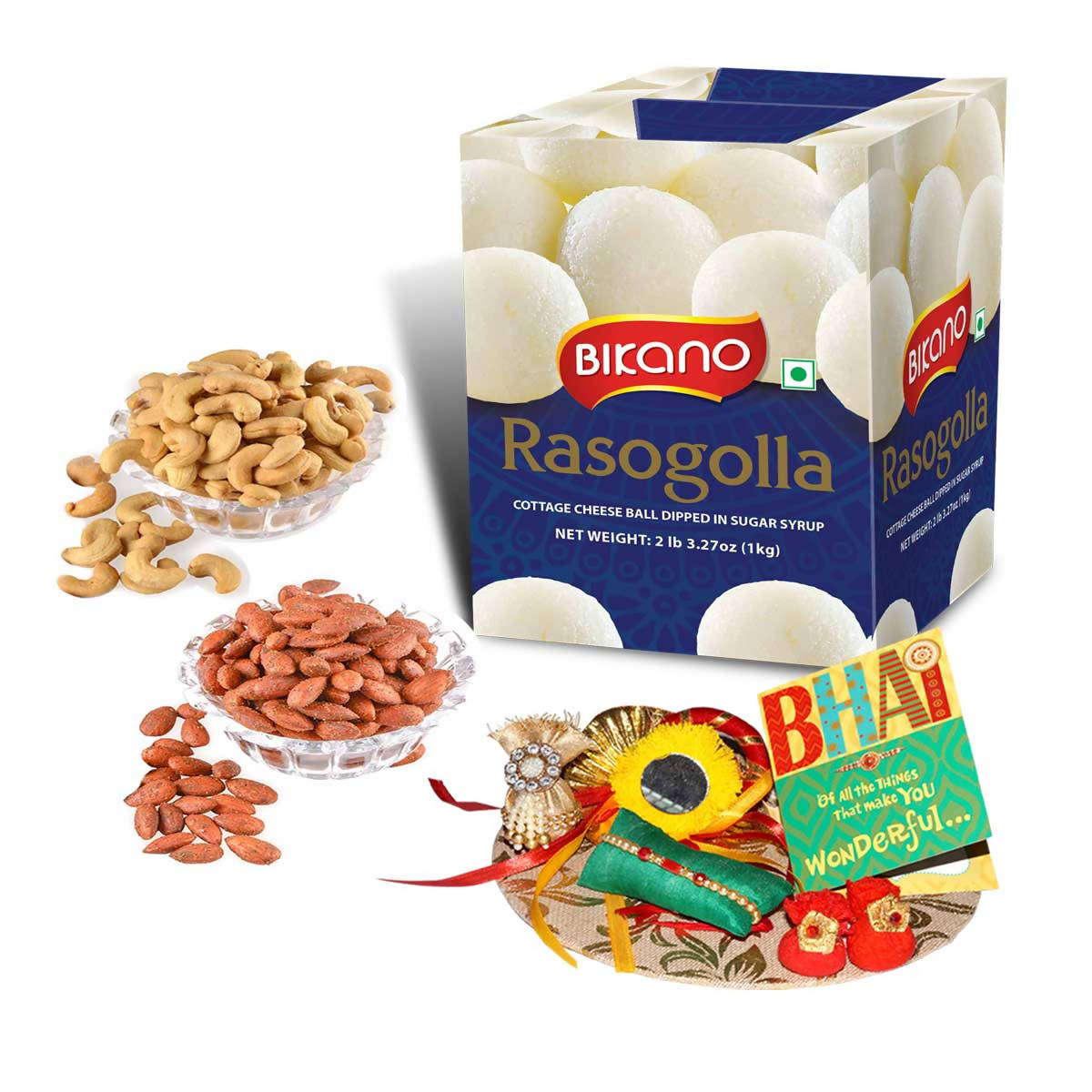 Bikano Rasogolla and Dryfruits Rakhi Gifts | Swadesiicart