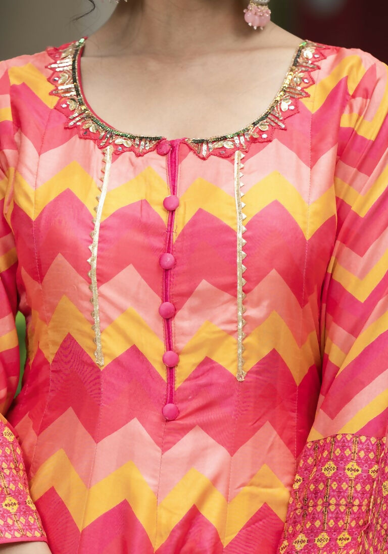 Wedding Designer Multi Soft Dola Silk Anarkali suit with Dupatta - Samanta - Swadesiicart