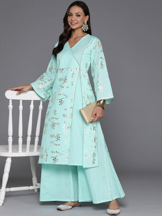 Ahalyaa Women's Traditional wear Kurta Set - Summer Blue | Swadesiicart