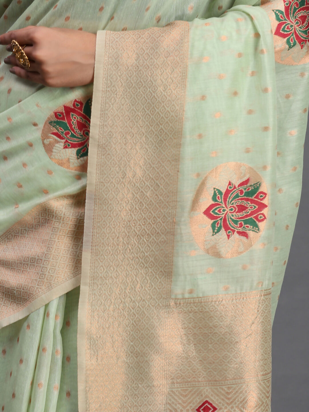 Shree Shyam Fashion Linen Cotton Light Green Saree