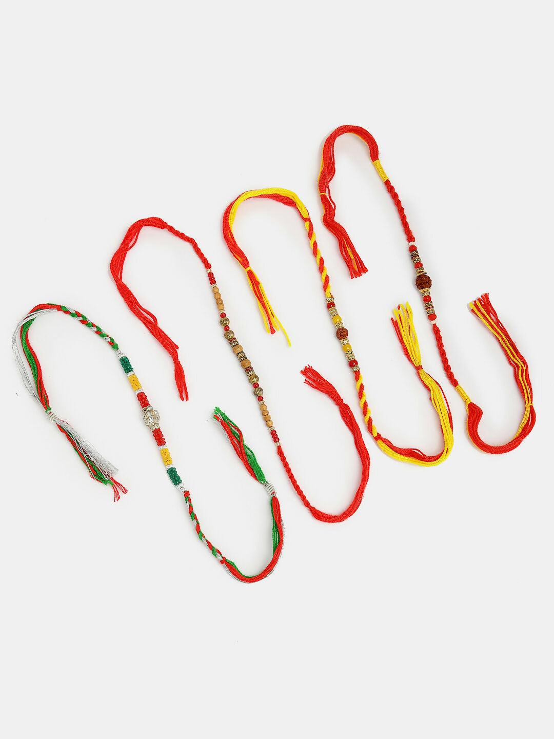 NVR Women & Men Set of 4 Multicolor Artificial stone and beads Rakhi With Roli Chawal & Chocolate | Swadesiicart