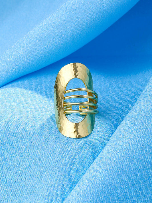 NVR Women's Western Gold-Polished Adjustable Finger Ring | Swadesiicart