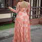 Jyoti Fashion Women's Peach Heavy Digital Printed Pure Chanderi Anarkali Dress | Swadesiicart