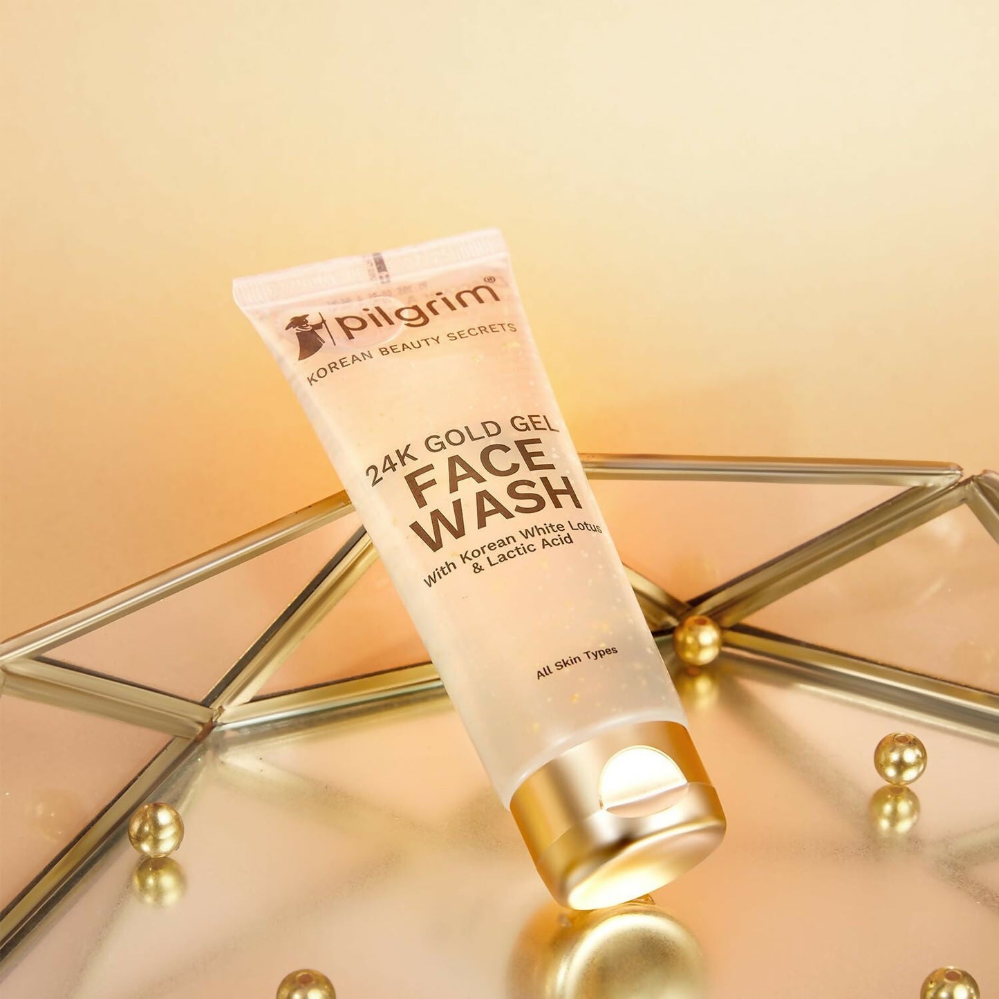 Pilgrim 24k Gold Gel Facewash with Korean White Lotus For Glowing Skin, Reduce Dark Spot And Improves Skin Texture - Swadesiicart