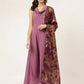 FIORRA Women's Lavender Poly Crepe Flared Kurta With Dupatta - Swadesiicart