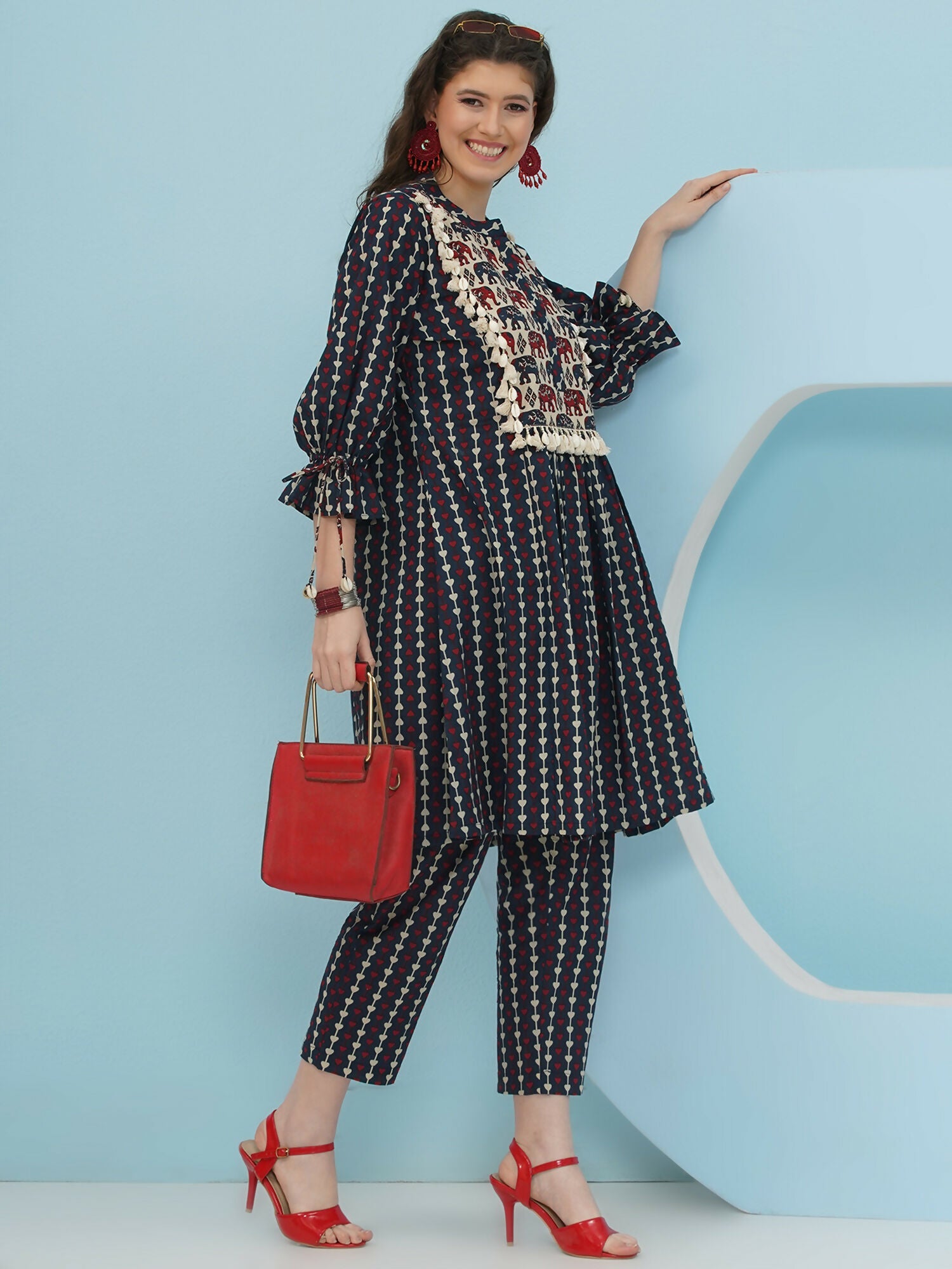 Joban Fashion Blue Printed Co Ord Set - Swadesiicart
