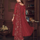 Jyoti Fashion Women's Maroon Georgette Embroidered Anarkali Kurta Pant Set With Dupatta | Swadesiicart