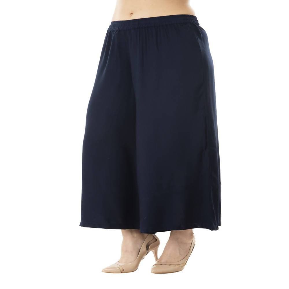 Lagi Women's Navy Blue Solid Palazzo (PLZ01B) | Swadesiicart