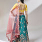 House of Panchhi Teal Pure Georgette Sequinse Work Lehenga & Blouse with Dupatta | Swadesiicart