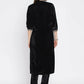 Women Republic Black Velvet Embroidered Kurta With Pants | Swadesiicart