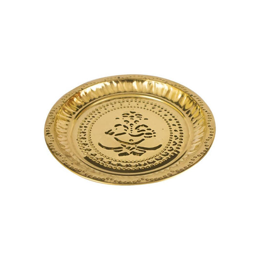 Spillbox Gold-Toned Brass Ganesha Thali Pooja Essential | Swadesiicart