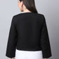Even Apparels Black 100% Viscose Open Front Statement Women's Jacket | Swadesiicart