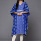 Ahalyaa Blue & White Floral Print Floral Kaftan Kurta | Swadesiicart