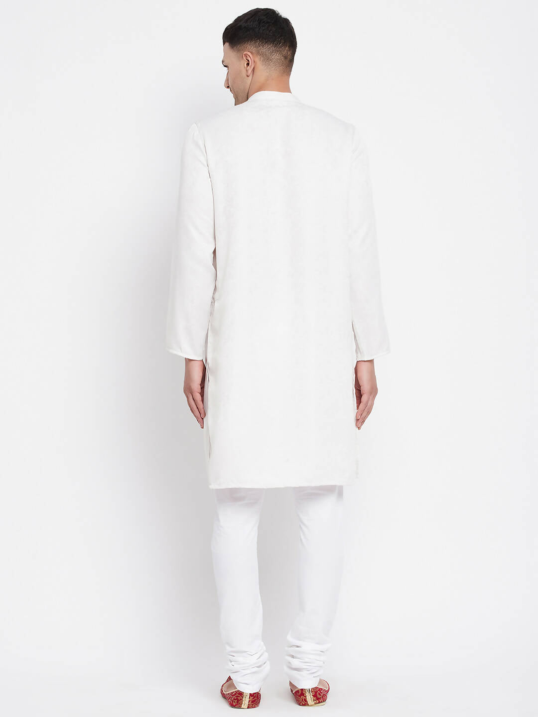 Even Apparels White Rayon Men's Sherwani Kurta With Open Front | Swadesiicart