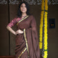 Very Much Indian Pure Cotton Handloom Saree With Intricate Borders - Brown | Swadesiicart