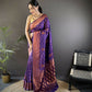 Joban Fashion Banarasi Purple Woven Soft Silk Saree | Swadesiicart
