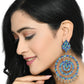 Mominos Fashion Johar Kamal Women's Blue Kundan Circles Earrings - Swadesiicart