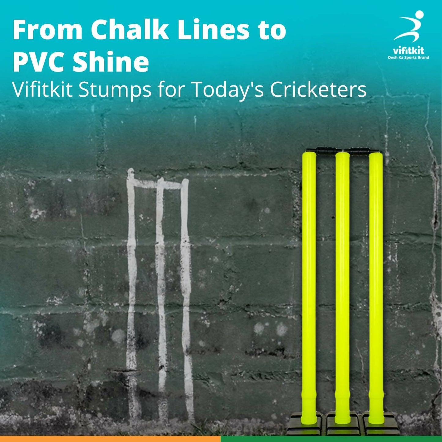 Vifitkit Cricket Stumps with Stand & Bails (Black and Flourescent Green) - Swadesiicart
