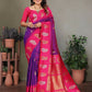 Joban Fashion Banarasi Purple Butti Soft Silk Saree | Swadesiicart