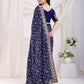 Blue Vichitra Silk Bandhani Printed, Embroidery Work Saree - Ditya