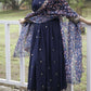 Aayaa Designer Embroidery Zari Sequins-Work Faux Blooming Georgette Suit - Navy Blue