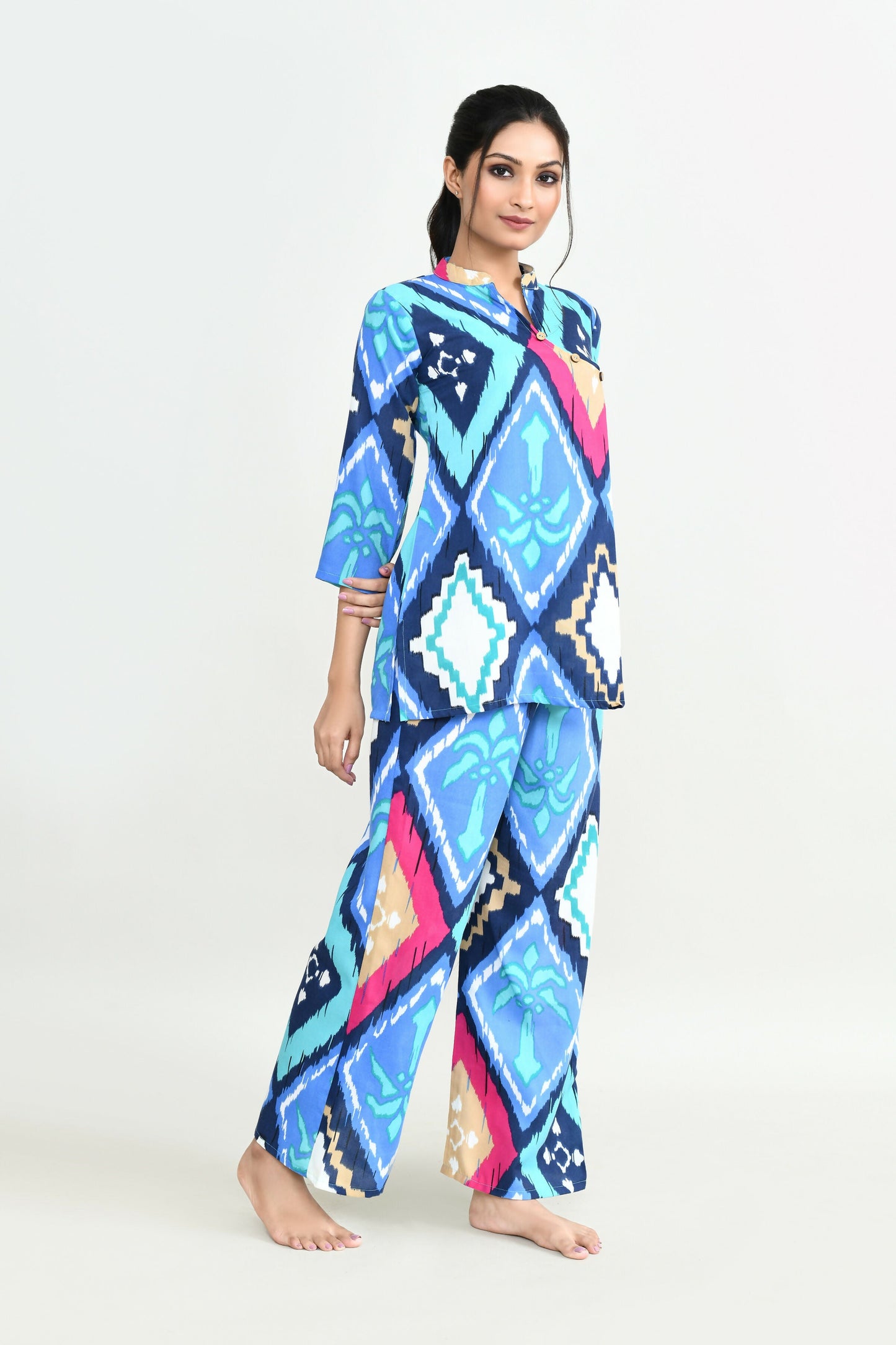 Joban Fashion Beautiful Blue Cotton Cod Set - Swadesiicart