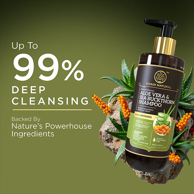 Khadi Natural Powered Botanics Aloe Vera & Seabuckthorn Shampoo for Hydrated Hair - 310ml