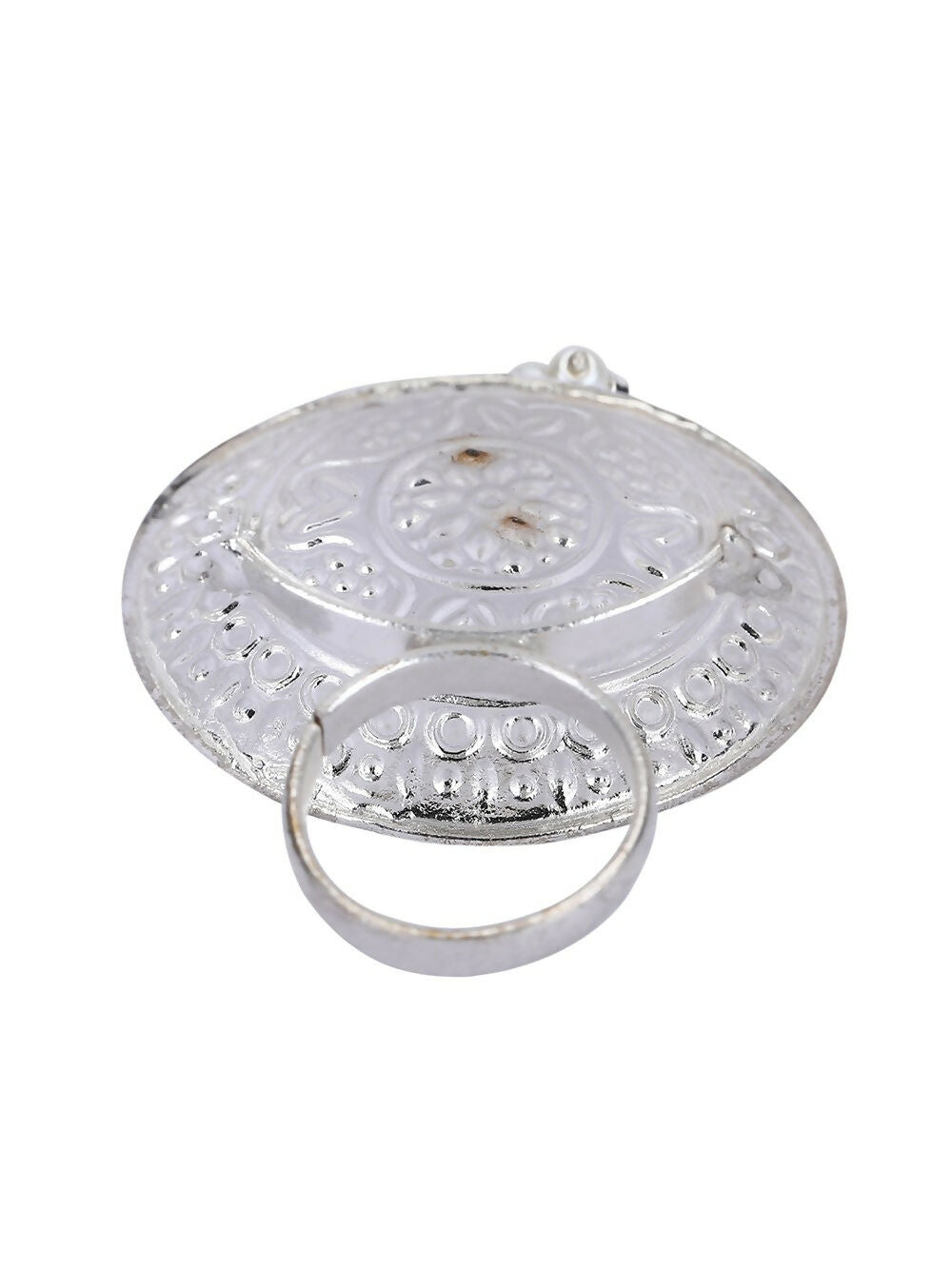 Joban Fashion Women Green Stone Silver Tone Ring | Swadesiicart