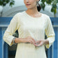 Juniper Light Yellow Ethnic Motif Printed Rayon Kurta With Lace Work - Swadesiicart