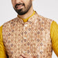 Ethnic India Cream Bundi Men's Jacket Abstract Polyester | Swadesiicart