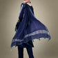 Jyoti Fashion Women's Navy Blue Cotton Blend Embroidery & Sequence work Kurta with Trouser & Dupatta | Swadesiicart