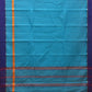 Light Blue Narayanpet Cotton Handloom Saree with Checks Design No Blouse - Global Threads | Swadesiicart