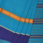 Light Blue Narayanpet Cotton Handloom Saree with Checks Design No Blouse - Global Threads | Swadesiicart