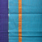 Light Blue Narayanpet Cotton Handloom Saree with Checks Design No Blouse - Global Threads | Swadesiicart