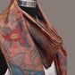 Light Brown Kalamkari Hand Painted Sico Stole with Floral Design - Global Threads | Swadesiicart