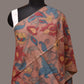 Light Brown Kalamkari Hand Painted Sico Stole with Floral Design - Global Threads | Swadesiicart